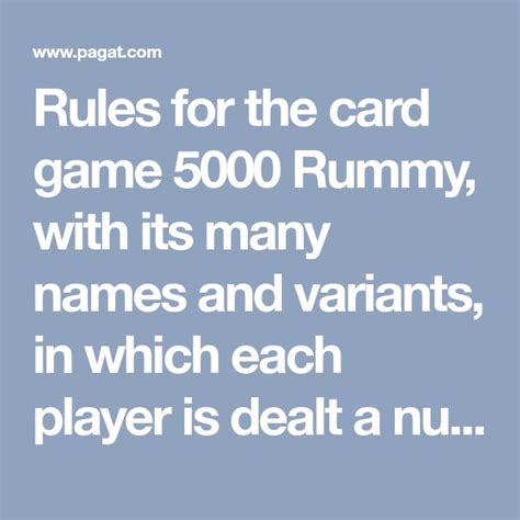 Rules of Card Games: 5000 Rummy.